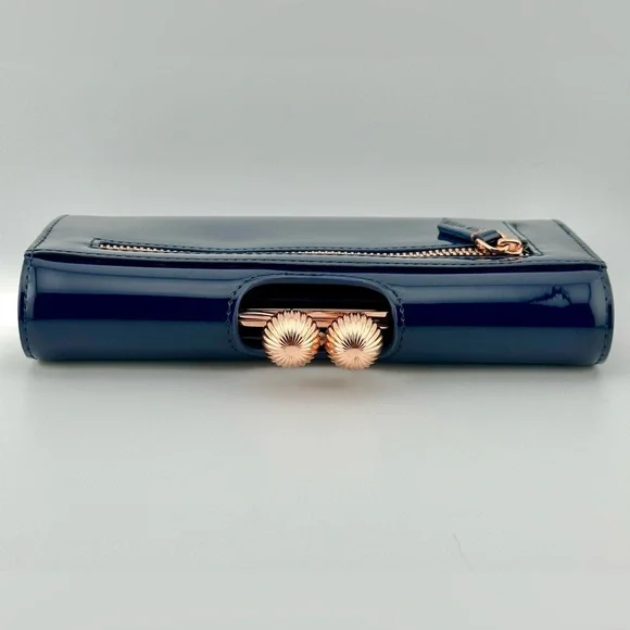 Ted Baker Navy Patent Leather Clutch Wallet - Picture 6 of 16